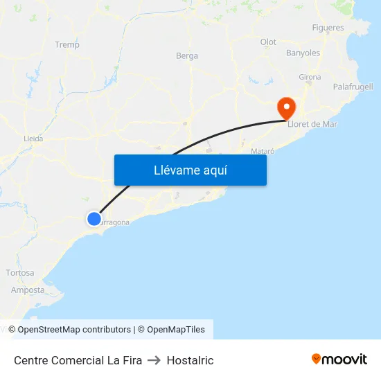 Centre Comercial La Fira to Hostalric map
