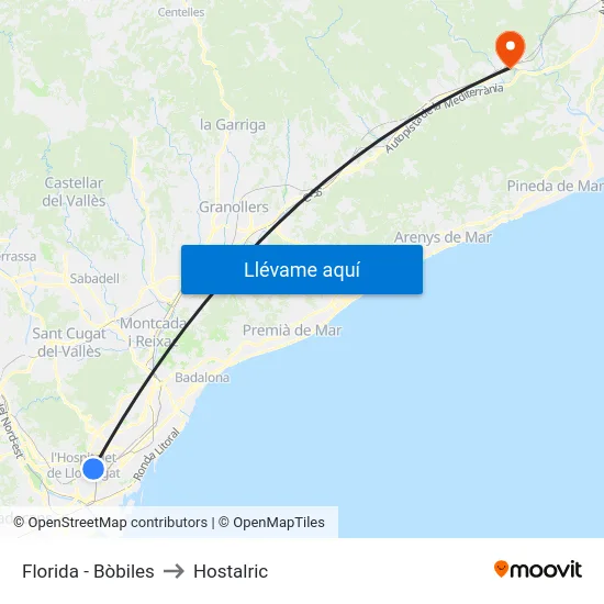 Florida - Bòbiles to Hostalric map