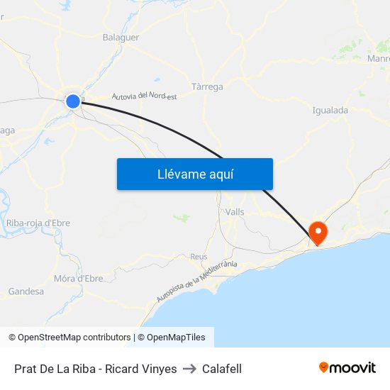 Prat De La Riba - Ricard Vinyes to Calafell map