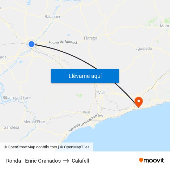 Ronda - Enric Granados to Calafell map