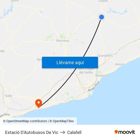 Estació D'Autobusos De Vic to Calafell map