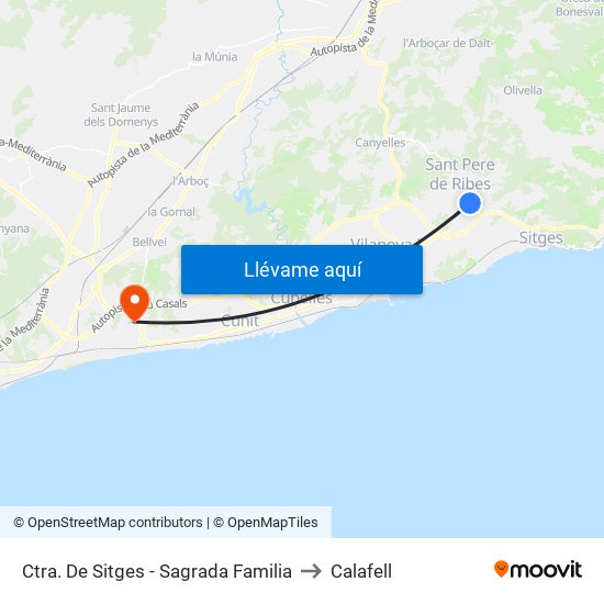 Ctra. De Sitges - Sagrada Familia to Calafell map