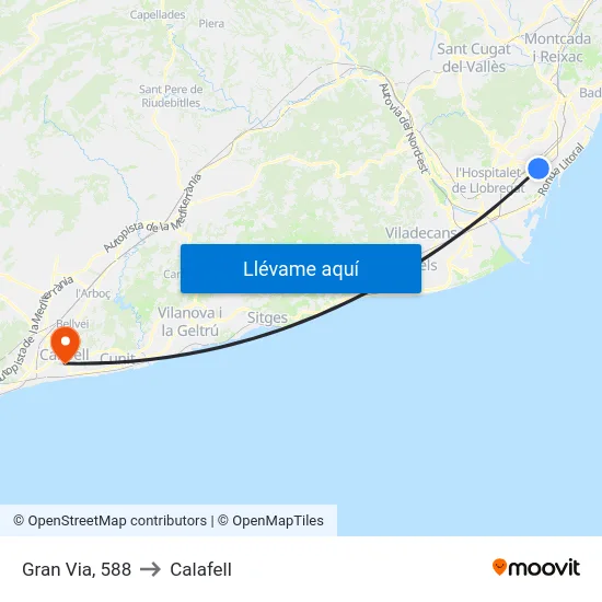 Gran Via, 588 to Calafell map
