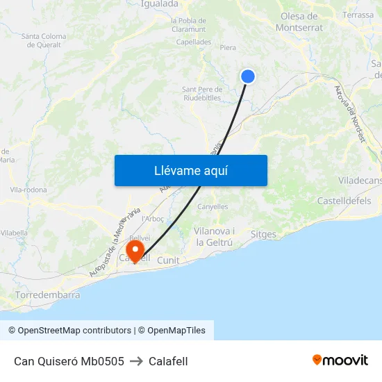 Can Quiseró Mb0505 to Calafell map