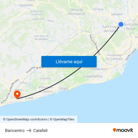 Baricentro to Calafell map