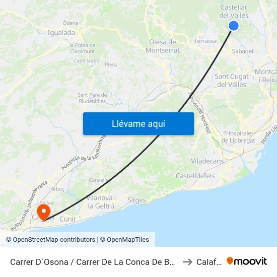 Carrer D´Osona / Carrer De La Conca De Barberà to Calafell map