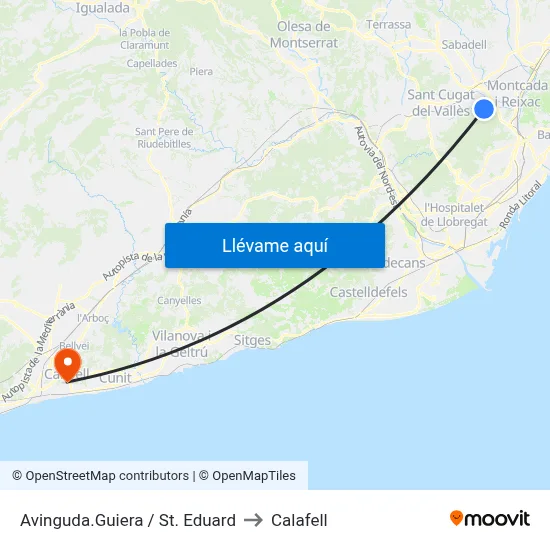 Avinguda.Guiera / St. Eduard to Calafell map
