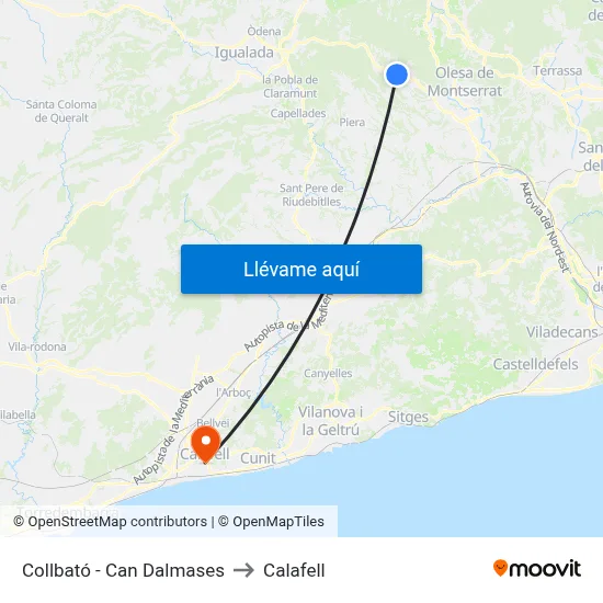 Collbató - Can Dalmases to Calafell map
