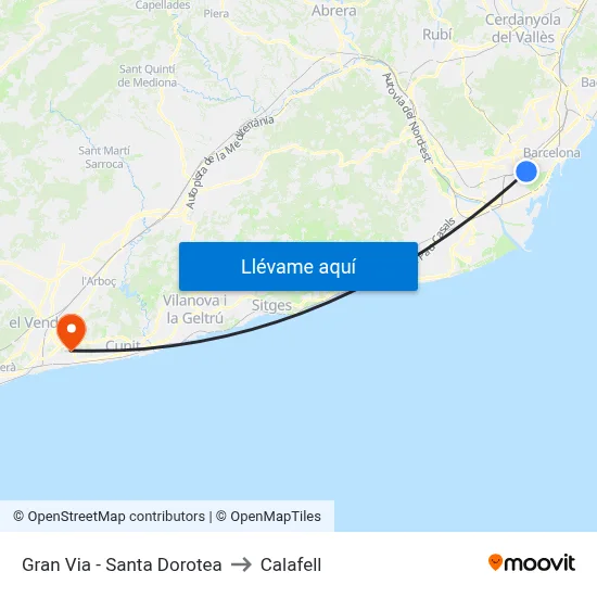 Gran Via - Santa Dorotea to Calafell map