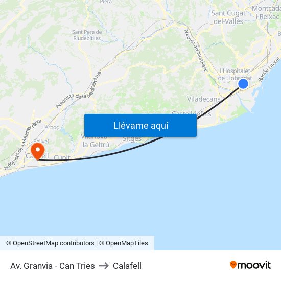 Av. Granvia - Can Tries to Calafell map