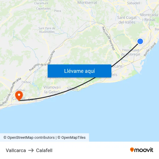 Vallcarca to Calafell map