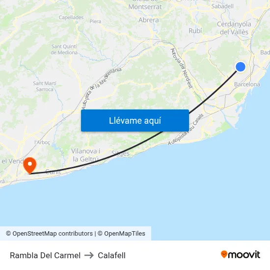 Rambla Del Carmel to Calafell map