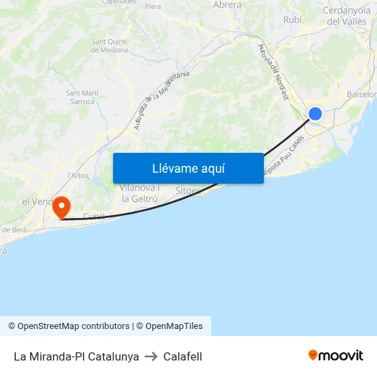 La Miranda-Pl Catalunya to Calafell map