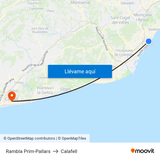 Rambla Prim-Pallars to Calafell map
