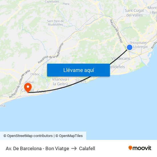 Av. De Barcelona - Bon Viatge to Calafell map