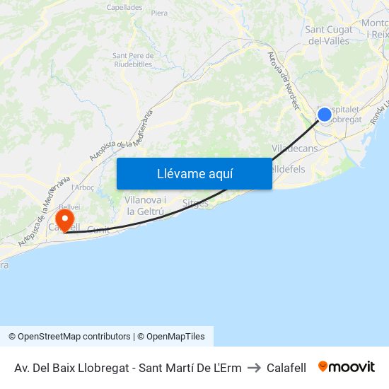Av. Del Baix Llobregat - Sant Martí De L'Erm to Calafell map