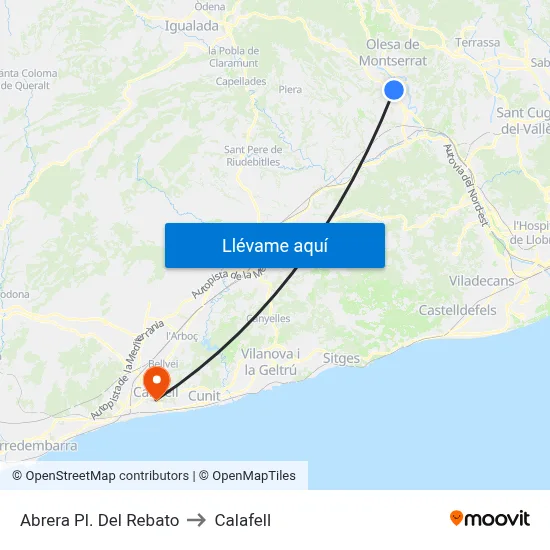 Abrera Pl. Del Rebato to Calafell map