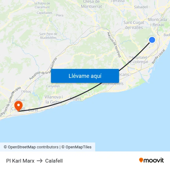 Pl Karl Marx to Calafell map