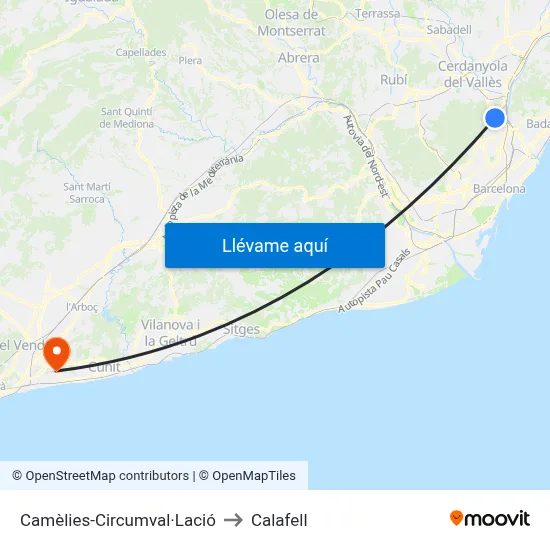 Camèlies-Circumval·Lació to Calafell map