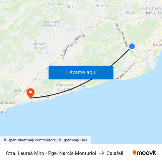 Ctra. Laureà Miró - Pge. Narcís Monturiol to Calafell map