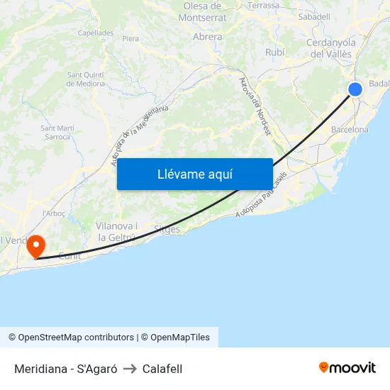 Meridiana - S'Agaró to Calafell map