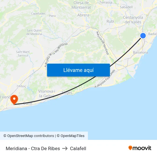 Meridiana - Ctra De Ribes to Calafell map