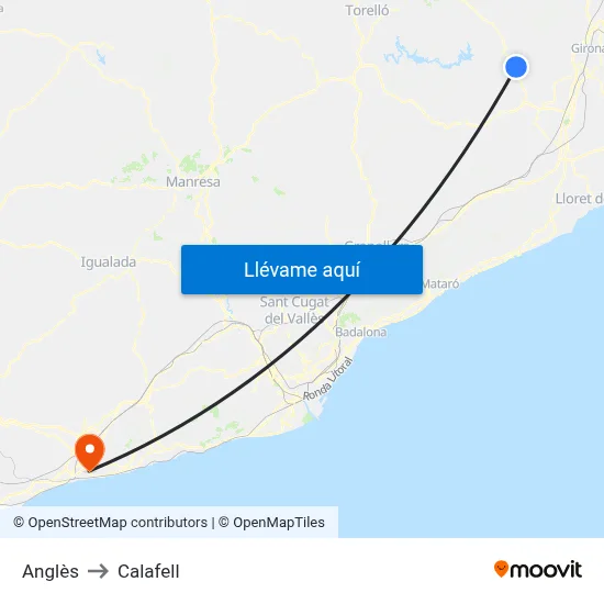 Anglès to Calafell map