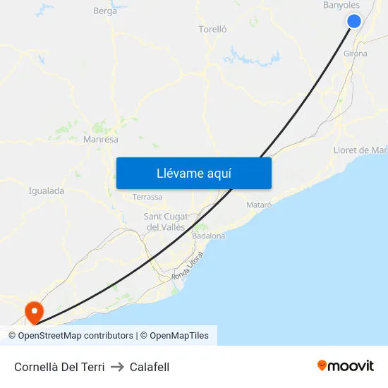 Cornellà Del Terri to Calafell map