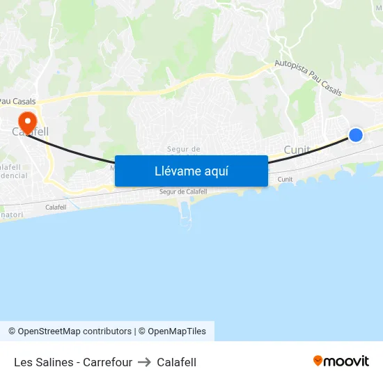 Les Salines - Carrefour to Calafell map