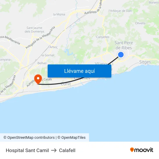 Hospital Sant Camil to Calafell map