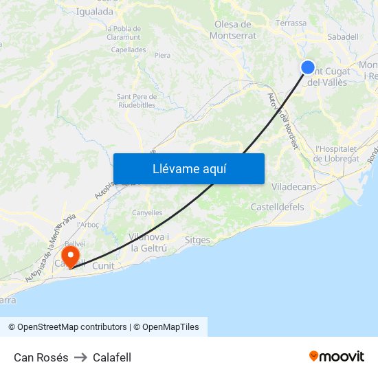 Can Rosés to Calafell map