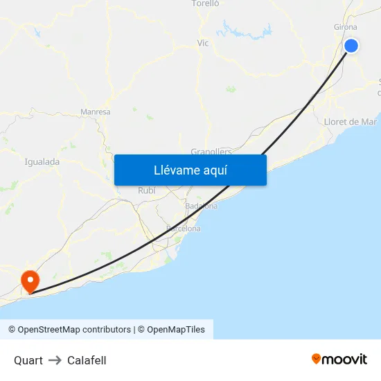 Quart to Calafell map