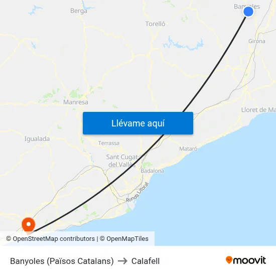 Banyoles (Països Catalans) to Calafell map