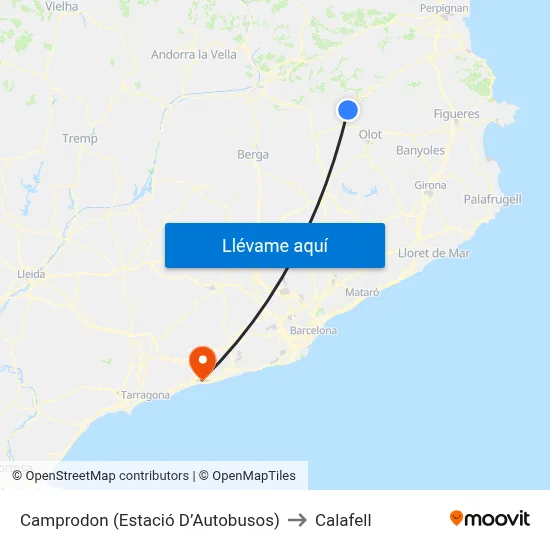 Camprodon  (Estació D’Autobusos) to Calafell map