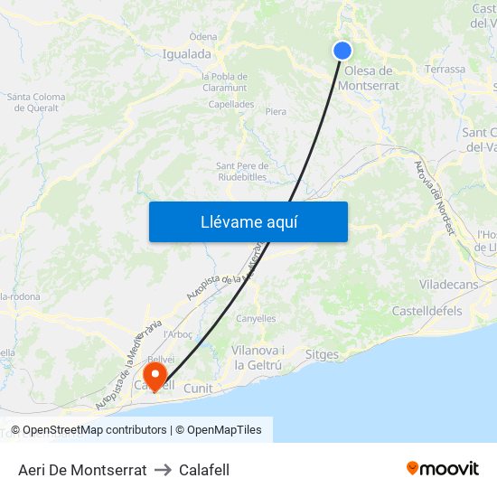 Aeri De Montserrat to Calafell map