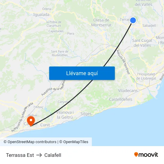 Terrassa Est to Calafell map