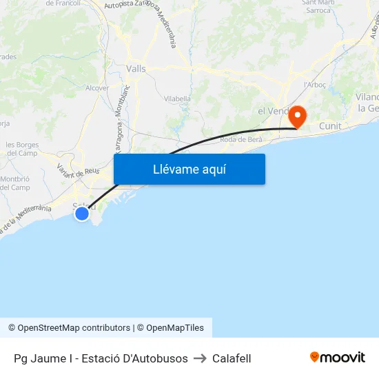 Pg Jaume I - Estació D'Autobusos to Calafell map