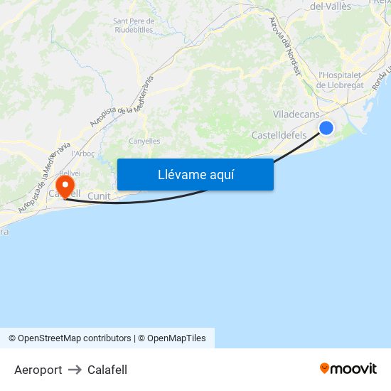Aeroport to Calafell map