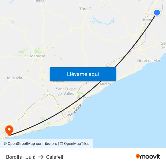 Bordils - Juià to Calafell map
