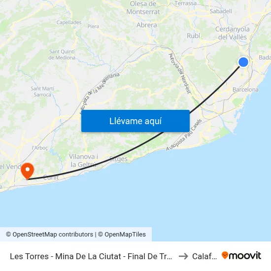 Les Torres - Mina De La Ciutat - Final De Trajecte to Calafell map