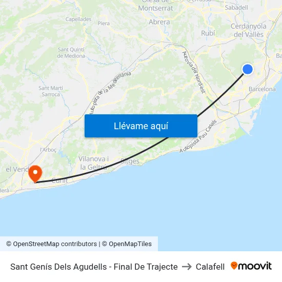 Sant Genís Dels Agudells - Final De Trajecte to Calafell map