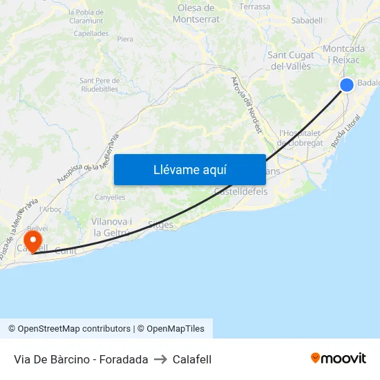 Via De Bàrcino - Foradada to Calafell map