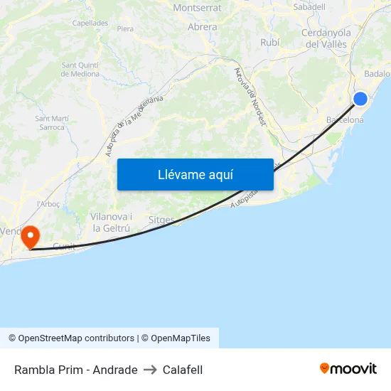 Rambla Prim - Andrade to Calafell map