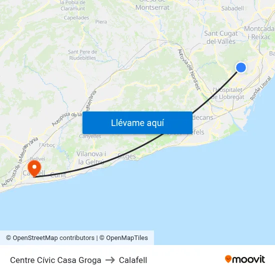 Centre Cívic Casa Groga to Calafell map