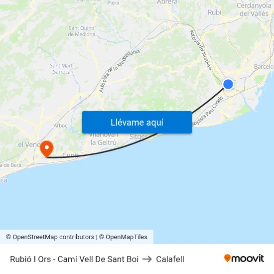 Rubió I Ors - Camí Vell De Sant Boi to Calafell map