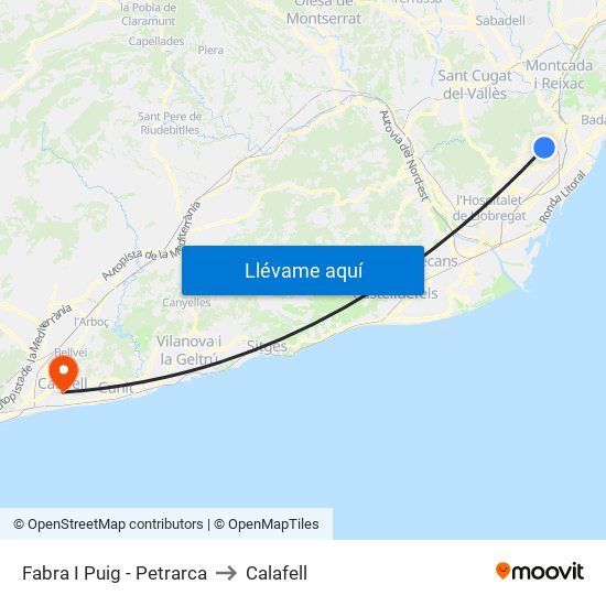 Fabra I Puig - Petrarca to Calafell map