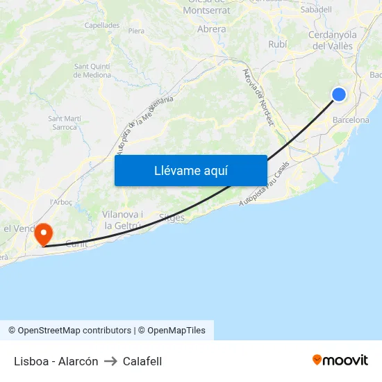 Lisboa - Alarcón to Calafell map
