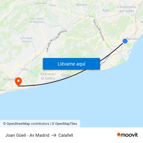 Joan Güell - Av Madrid to Calafell map