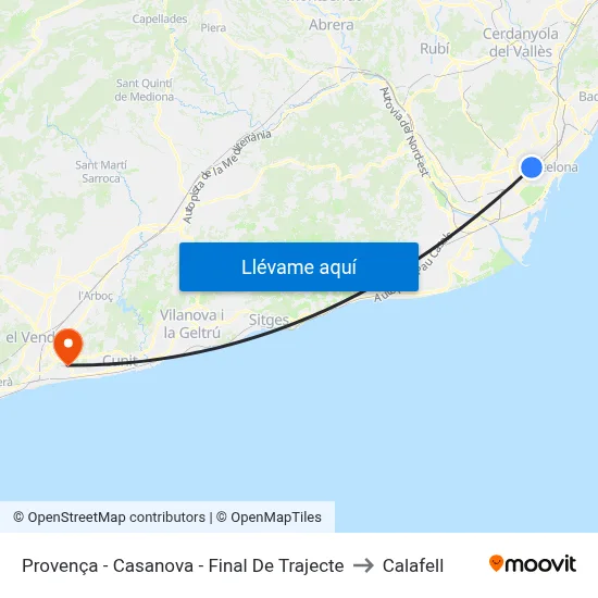 Provença - Casanova - Final De Trajecte to Calafell map