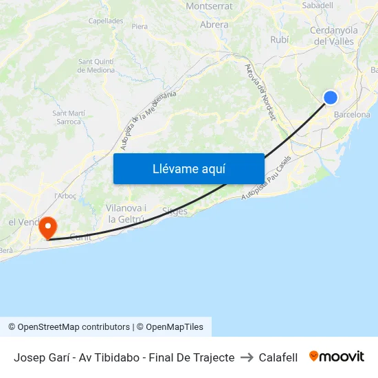 Josep Garí - Av Tibidabo - Final De Trajecte to Calafell map
